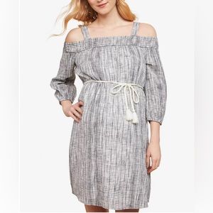 Jessica Simpson Women’s Maternity Printed Off Cold Shoulder Dress Medium